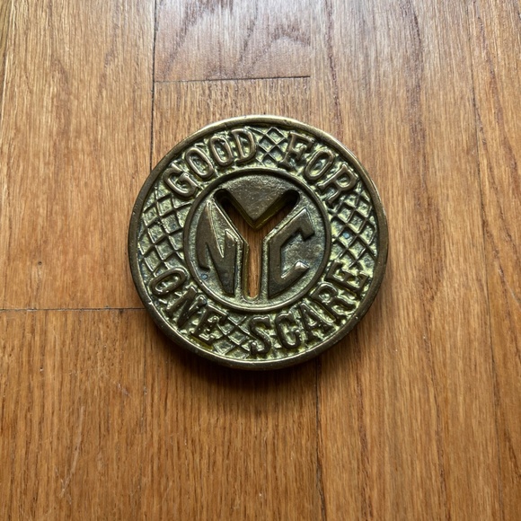 NYC subway token paperweight brass - Picture 2 of 3